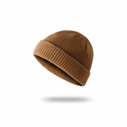 A soft rib-knit beanie from The Palm in Cocoa Brown, designed for a cozy, close fit and everyday warmth. Clean minimalist silhouette with a folded cuff for elevated winter styling.