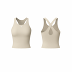 The Palm – CrossForm™ Sculpt Tank in beige. Seamless, second-skin fabric with a sculpting racerback design and teardrop back cutout for a flattering, flexible fit.