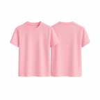 EasyFit™ Tee Classic in soft pink — front and back view of minimal short-sleeve t-shirt, clean seams, relaxed fit, displayed on a white background