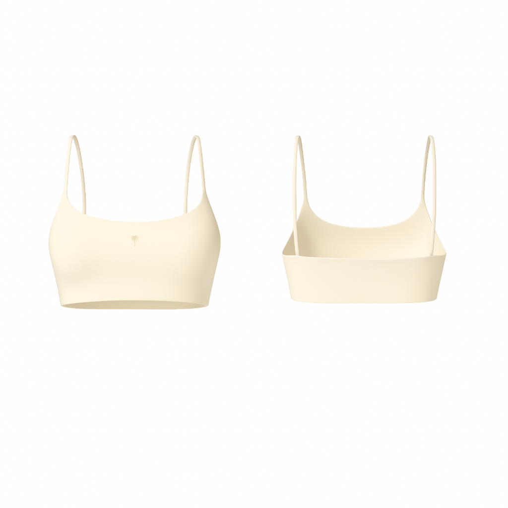 The Palm – FlexForm™ Bra in cream. Minimalist seamless design with thin straps and a smooth, second-skin fit.