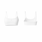 The Palm – FlexForm™ Bra in white. Minimalist seamless design with thin straps, second-skin comfort, and adaptive stretch for training or everyday wear.