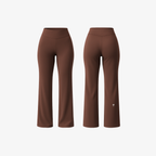 The Palm FlowFit™ Leggings in Brown. Sculpted high-waist design in a rich, earthy tone with a soft, body-contouring fabric and subtle flared leg.