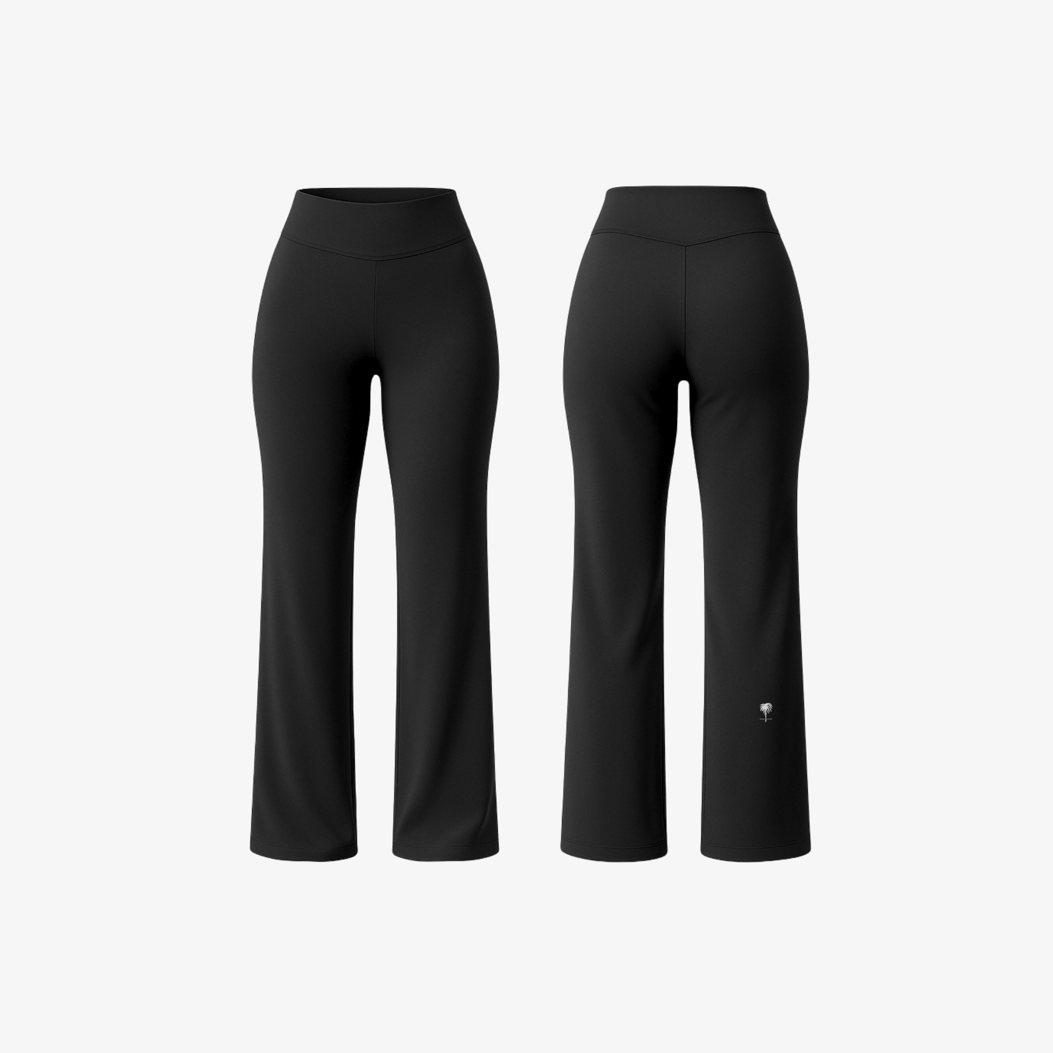 The Palm FlowFit™ Leggings in Jet Black. Ultra-sleek high-rise leggings with a fluid, elongating fit and weightless stretch that moves naturally with the body.