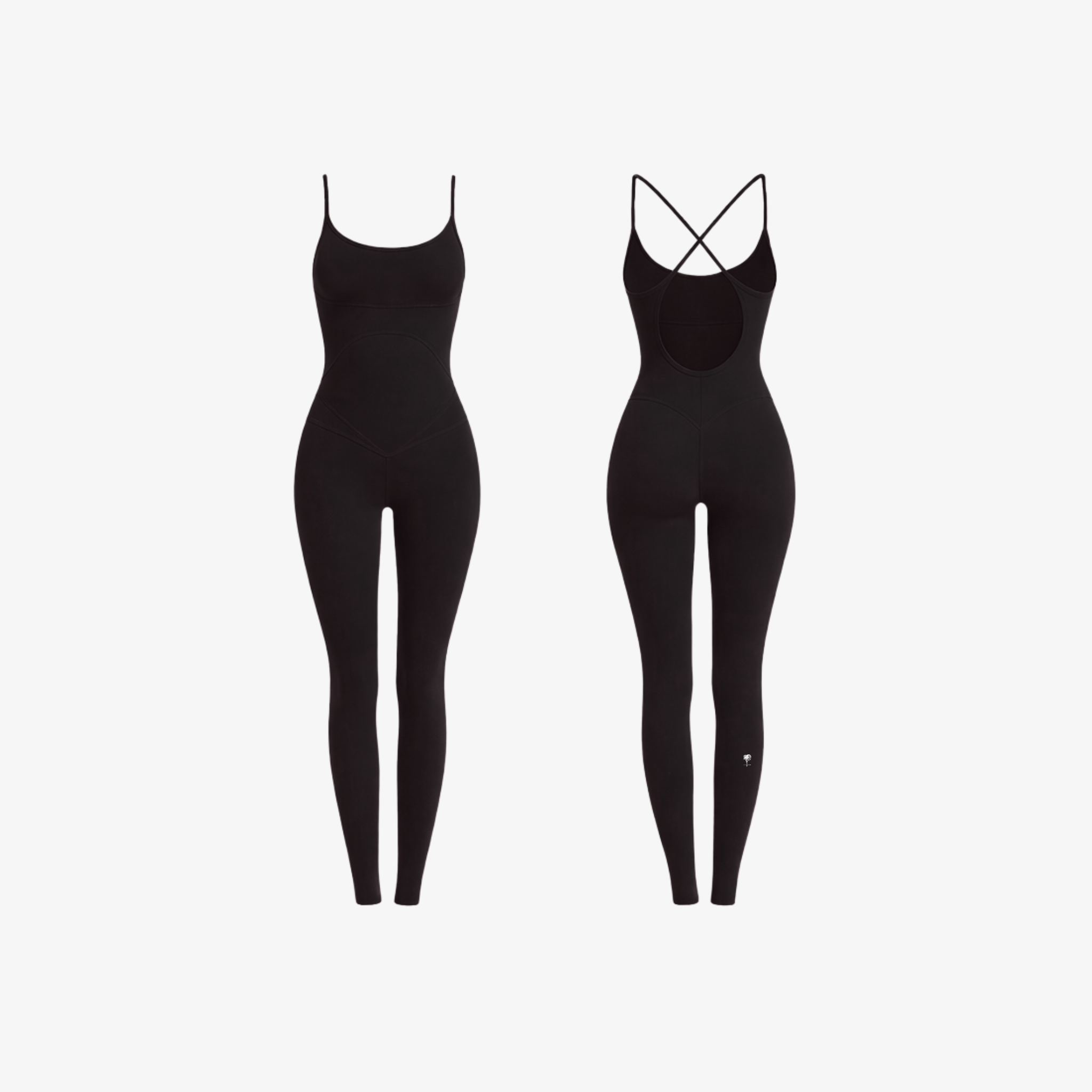 The Palm FormLine™ Bodysuit in Jet Black. Sculpting seamless bodysuit with soft compression, cross-back straps, and a refined second-skin silhouette.