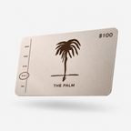The Palm Gift Card in Canela featuring the signature palm logo in a soft metallic coffee tone. A minimalist and elegant digital gift card designed for premium activewear, essentials, and lifestyle pieces.