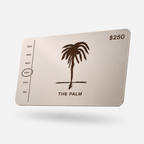 The Palm Gift Card in Canela featuring the signature palm logo in a soft metallic coffee tone. A minimalist and elegant digital gift card designed for premium activewear, essentials, and lifestyle pieces.