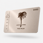 The Palm Gift Card in Canela featuring the signature palm logo in a soft metallic coffee tone. A minimalist and elegant digital gift card designed for premium activewear, essentials, and lifestyle pieces.