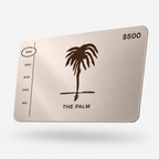 The Palm Gift Card in Canela featuring the signature palm logo in a soft metallic coffee tone. A minimalist and elegant digital gift card designed for premium activewear, essentials, and lifestyle pieces.