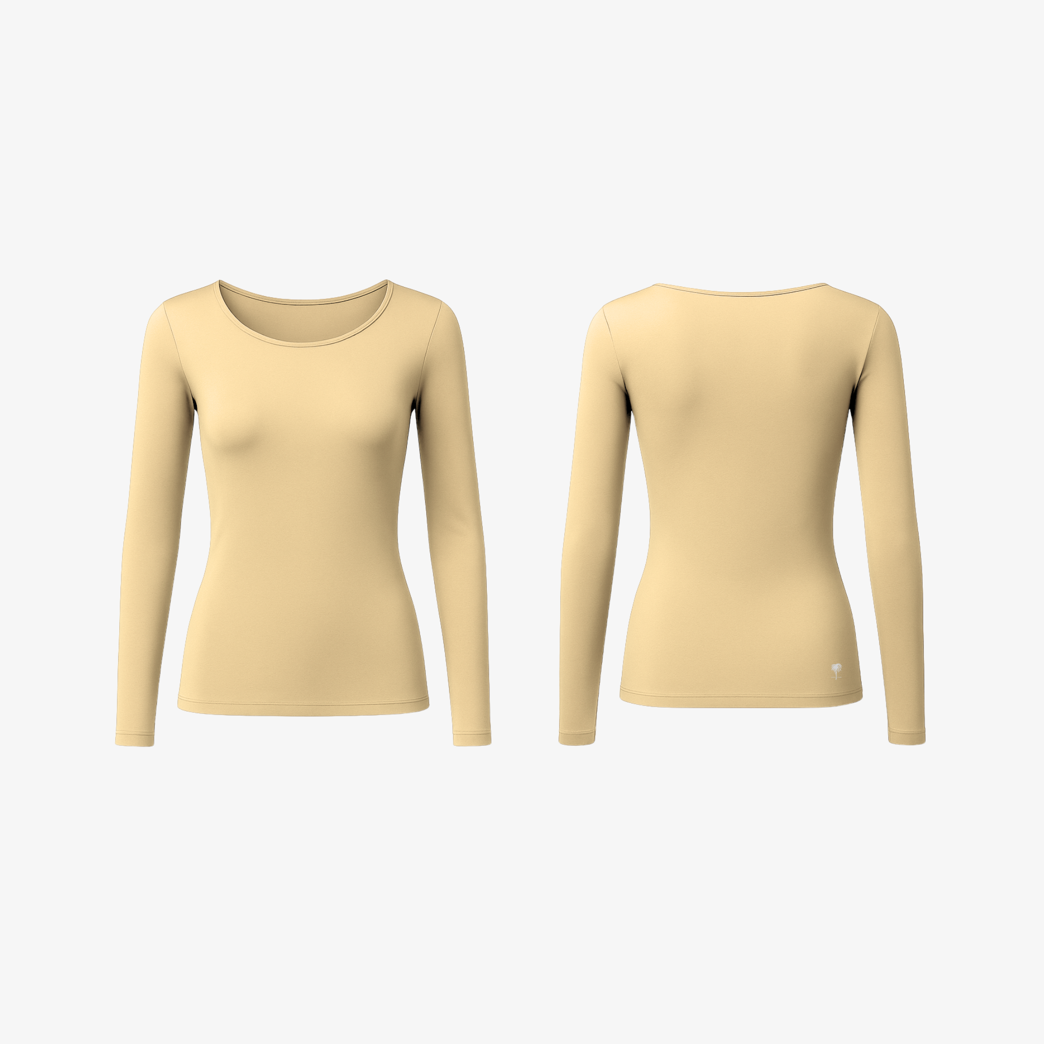 The Palm long sleeve activewear top in Butter Nude. Soft stretch second-skin texture with a sculpting fit that enhances natural curves while maintaining a minimal, premium aesthetic.
