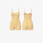 The Palm LunaHug™ Romper in Beige. A softly contoured seamless silhouette designed for comfort, layering, and effortless femininity.