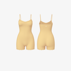 The Palm LunaHug™ Romper in Butter Nude. A softly contoured seamless silhouette designed for comfort, layering, and effortless femininity.