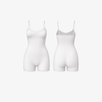 The Palm LunaHug™ Romper in White. Clean seamless design with sculpting stretch and refined lace trim for a minimal, elevated look.