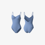The Palm PureForm™ Body in Dusty Blue. Seamless sculpting bodysuit with a second-skin fit and refined minimalist shape.
