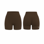 The Palm – QuickTone™ Jog Shorts in coffee brown. Seamless high-rise design with back scrunch detail for a flattering, stay-put fit.
