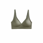 The Palm – SculptEase™ Bra Top in green forest. Seamless wireless bra with sculpting support, breathable spandex-nylon blend, thin adjustable straps, and smooth contour design for everyday comfort and elegance.