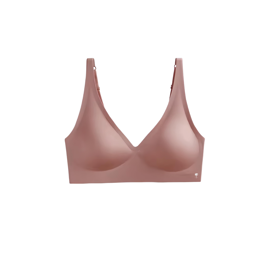 The Palm – SculptEase™ Bra Top in rose gold. Seamless wireless bra top with thin mold cup, adjustable straps and sculpting fit, blending elegance with everyday comfort.