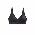 The Palm – SculptEase™ Bra Top in Jet Black. Seamless wire-free bra top with thin mold cup, adjustable back closure and smooth sculpting fit, designed for all-day comfort and sleek minimal style.