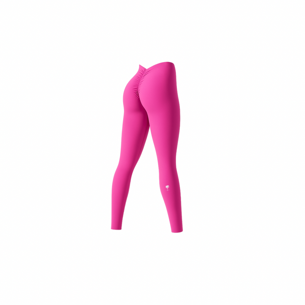 The Palm — Sculpted Leggings in hot pink. High-rise, seamless fit with scrunch back detail to accentuate your curves. Bold, sculpting, and unapologetically feminine.