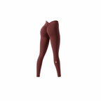 The Palm — Sculpted Leggings in maroon. High-waisted and ultra-soft, with scrunch back detail to enhance your curves. Minimal, seamless, and made to move with you.