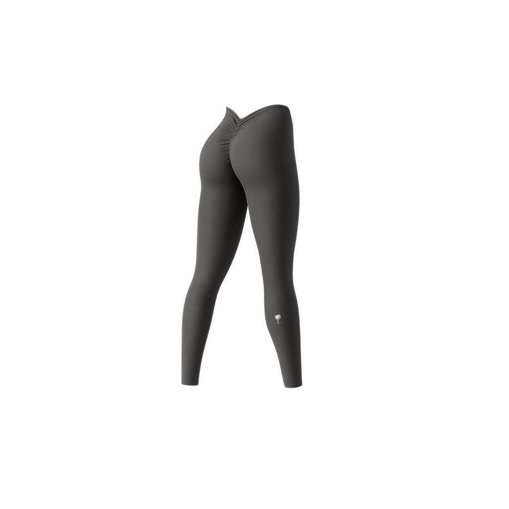 The Palm — Sculpted Leggings in stone grey. Seamless and sculpting, with scrunch back detail to enhance every curve. Minimal, soft, and endlessly wearable.