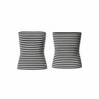 The Palm – SculptFit™ Tube in black & white . Seamless, ribbed strapless tube top with a sculpting second-skin fit, offering breathable stretch, smooth compression, and effortless styling from studio to street.