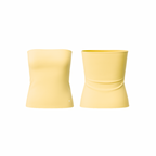 The Palm – SculptFit™ Tube in yellow . Seamless, ribbed strapless tube top with a sculpting second-skin fit, offering breathable stretch, smooth compression, and effortless styling from studio to street.