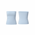 The Palm – SculptFit™ Tube in light sky blue. Seamless, ribbed strapless tube top with a sculpting second-skin fit, offering breathable stretch, smooth compression, and effortless styling from studio to street.