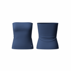 The Palm – SculptFit™ Tube in navy . Seamless, ribbed strapless tube top with a sculpting second-skin fit, offering breathable stretch, smooth compression, and effortless styling from studio to street.