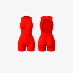 The Palm SculptFX™ Backless in Fire Sculpt. A bold red sculpting bodysuit with open-back design and soft compression that enhances curves with confident structure.