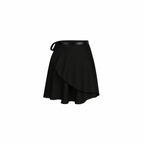 The Palm – SilkWave™ Skirt in jet black. Elegant wrap-style skirt crafted from a silky soft, lightweight fabric that flows beautifully with every movement. Designed with a flattering drape and adjustable tie waist, it’s perfect for layering over activewear or styling as a chic everyday piece.