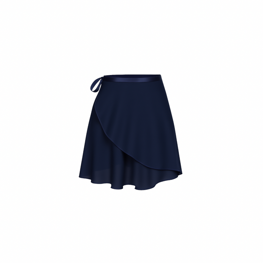 The Palm – SilkWave™ Skirt in navy. Elegant wrap-style skirt crafted from a silky soft, lightweight fabric that flows beautifully with every movement. Designed with a flattering drape and adjustable tie waist, it’s perfect for layering over activewear or styling as a chic everyday piece.