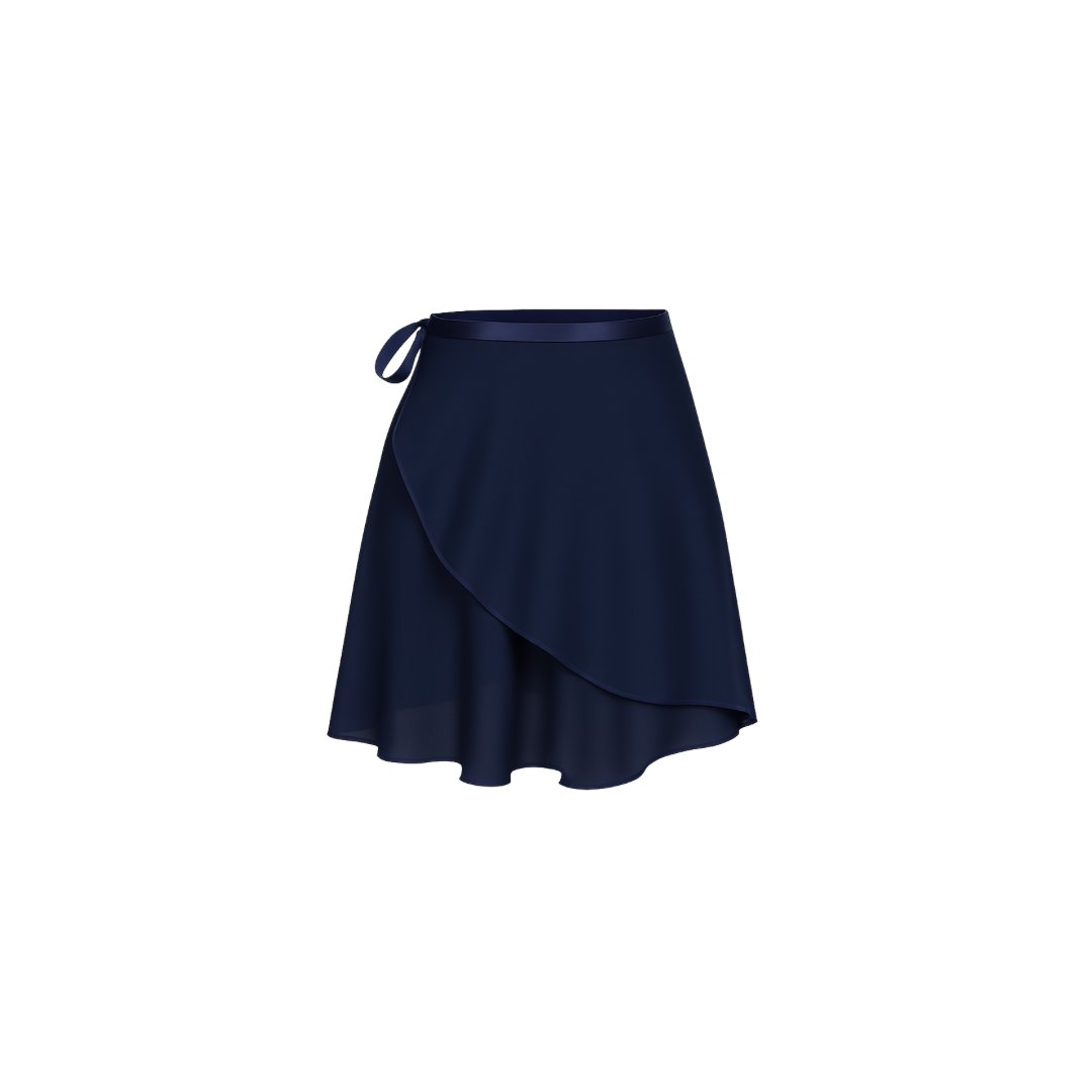 The Palm – SilkWave™ Skirt in navy. Elegant wrap-style skirt crafted from a silky soft, lightweight fabric that flows beautifully with every movement. Designed with a flattering drape and adjustable tie waist, it’s perfect for layering over activewear or styling as a chic everyday piece.