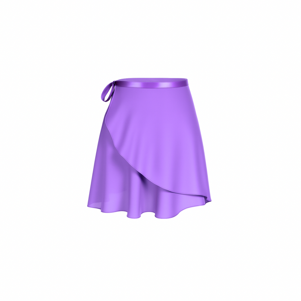 The Palm – SilkWave™ Skirt in purple. Elegant wrap-style skirt crafted from a silky soft, lightweight fabric that flows beautifully with every movement. Designed with a flattering drape and adjustable tie waist, it’s perfect for layering over activewear or styling as a chic everyday piece.