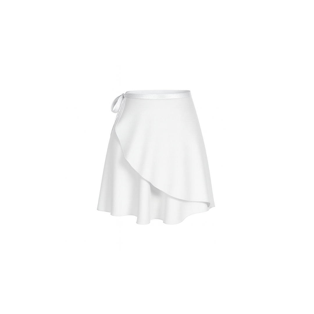 The Palm – SilkWave™ Skirt in white. Elegant wrap-style skirt crafted from a silky soft, lightweight fabric that flows beautifully with every movement. Designed with a flattering drape and adjustable tie waist, it’s perfect for layering over activewear or styling as a chic everyday piece.