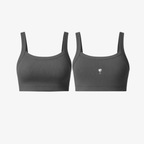 The Palm SoftRib™ Top in light grey, front view showcasing a smooth ribbed texture and minimalist silhouette.