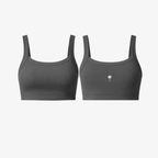 The Palm SoftRib™ Top in slate, front view showcasing a smooth ribbed texture and minimalist silhouette.