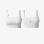 The Palm SoftRib™ Top in white, back view showcasing a smooth ribbed texture and clean minimalist fit.