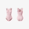 Étoile™ Cross-Back Ballet Bodysuit in Blush Pink, front and back view on a white background.